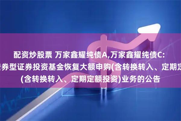 配资炒股票 万家鑫耀纯债A,万家鑫耀纯债C: 关于万家鑫耀纯债债券型证券投资基金恢复大额申购(含转换转入、定期定额投资)业务的公告