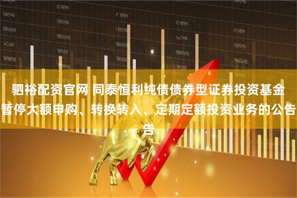 驷裕配资官网 同泰恒利纯债债券型证券投资基金暂停大额申购、转换转入、定期定额投资业务的公告